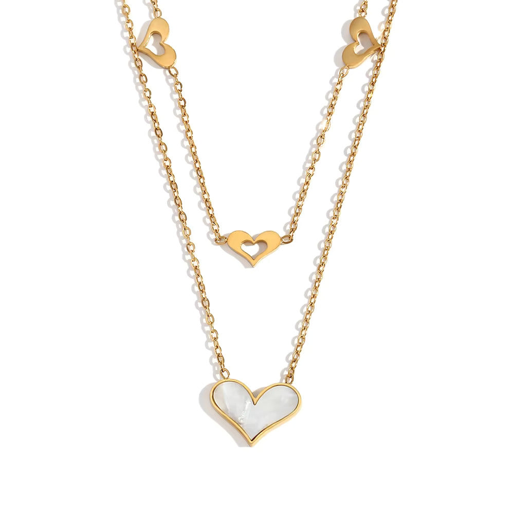 Elegant Double Hollow Heart Necklace