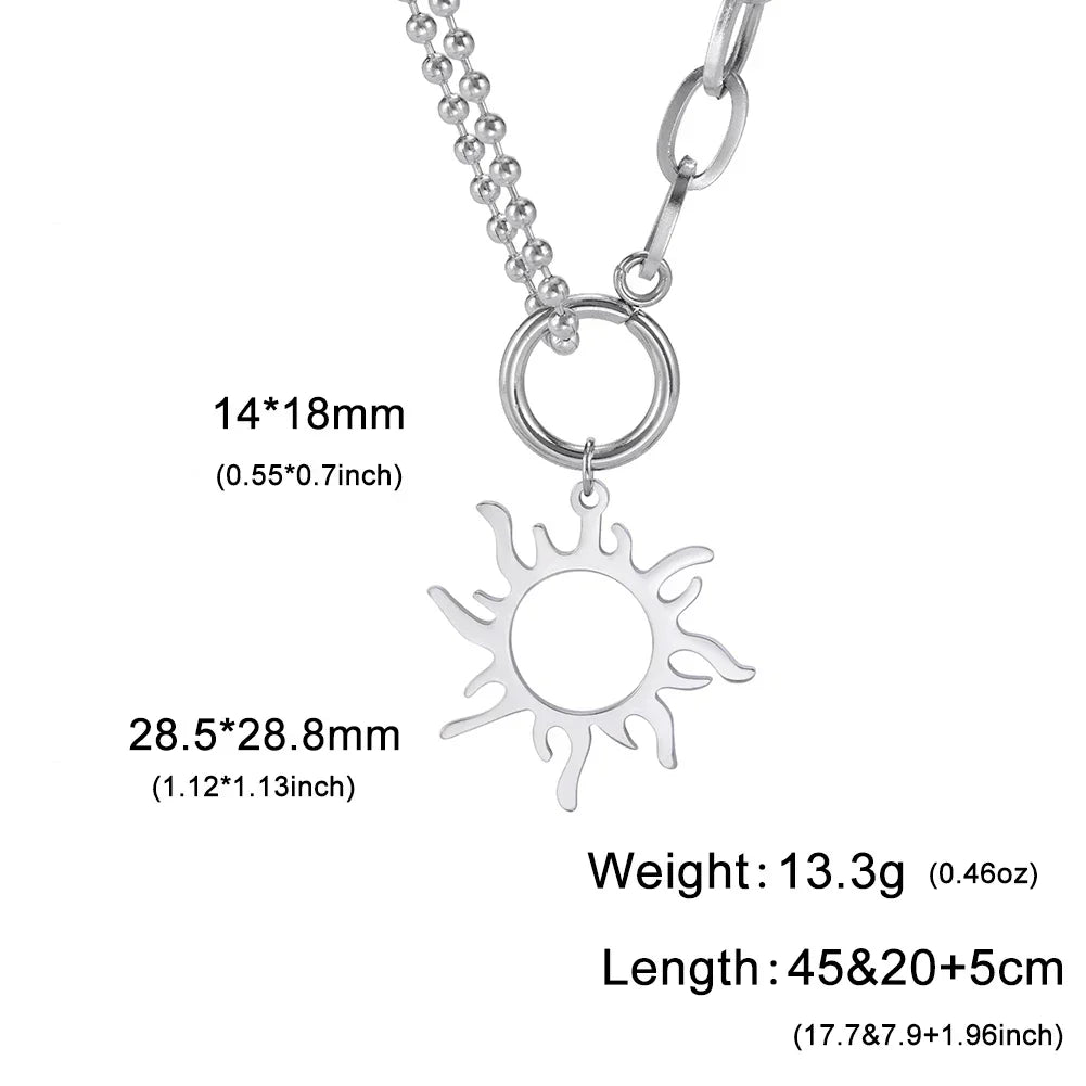 Sun Moon Clavicle Chain Necklace