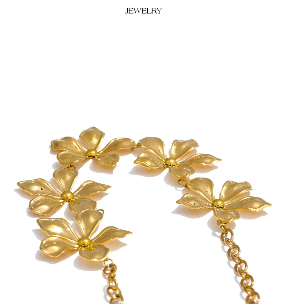 Golden Flower Necklace & Bracelet