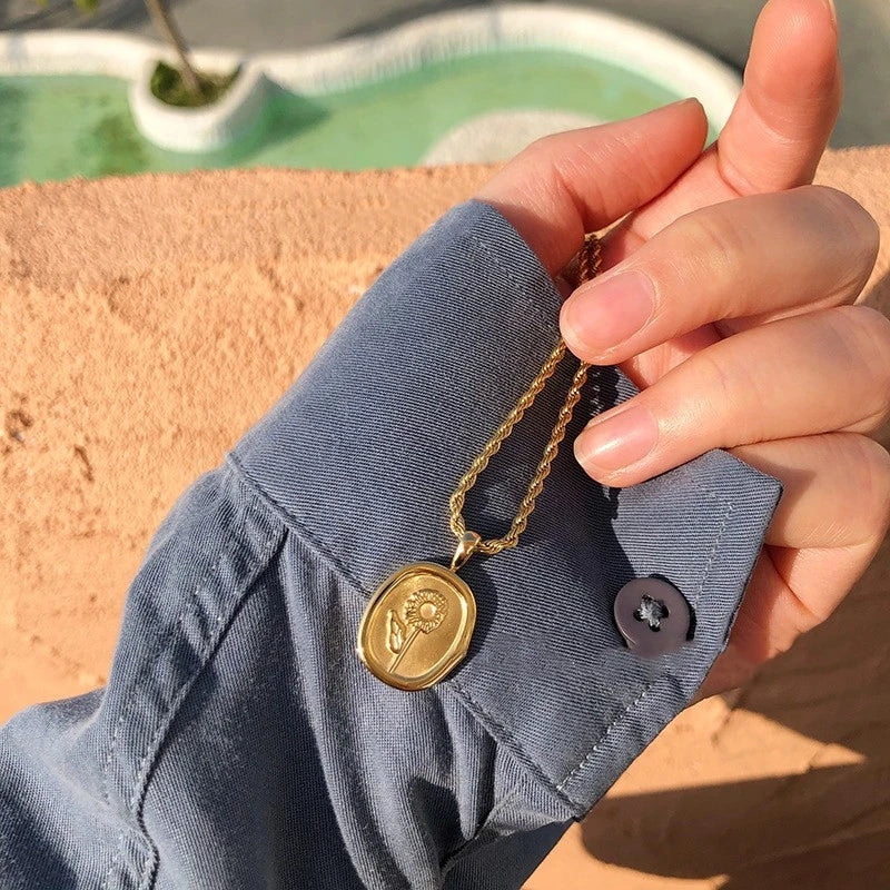 French Sunflower Necklace