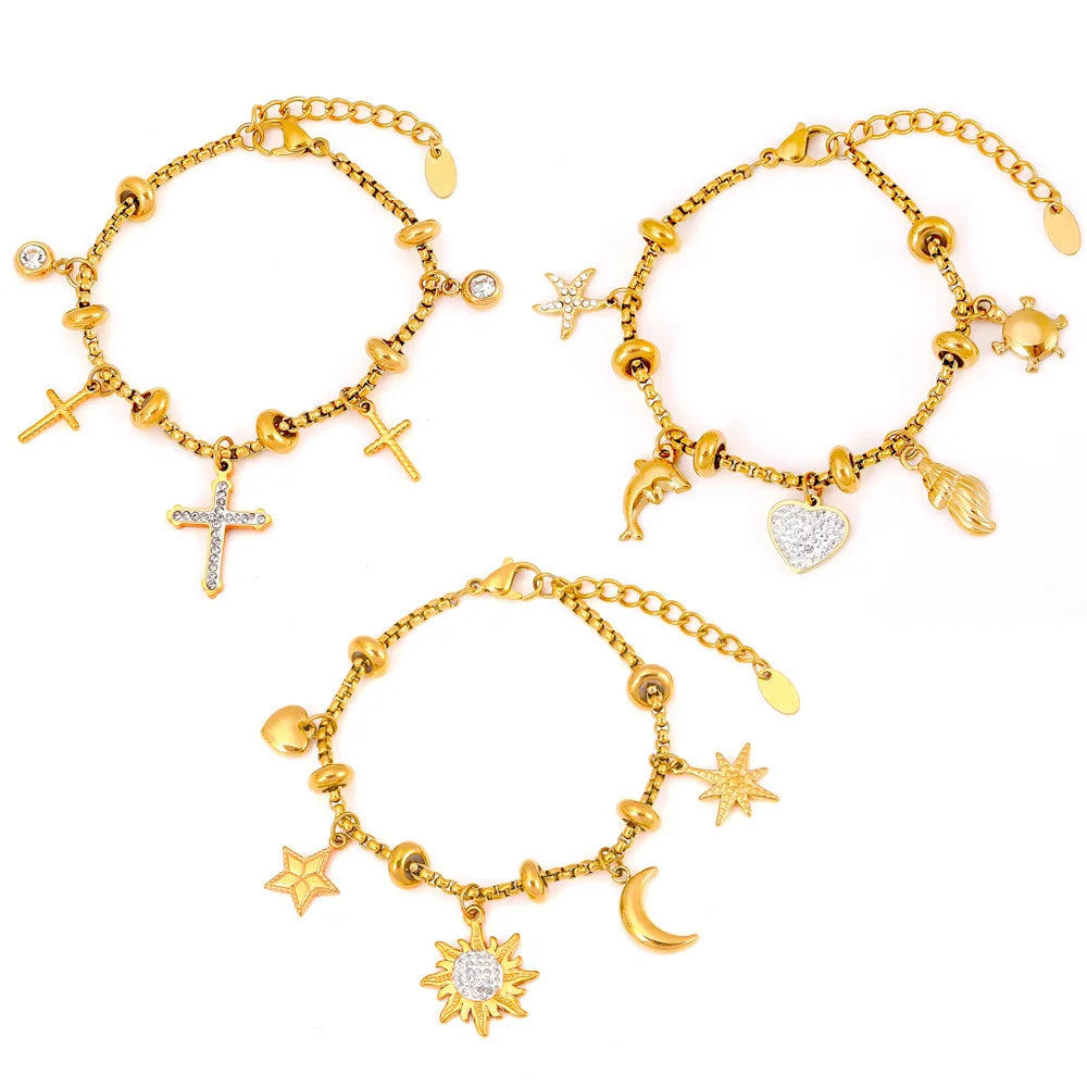 Cross Moon Stars Bracelet