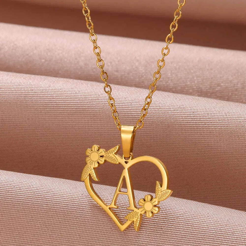 Dainty Flower Initials Necklace