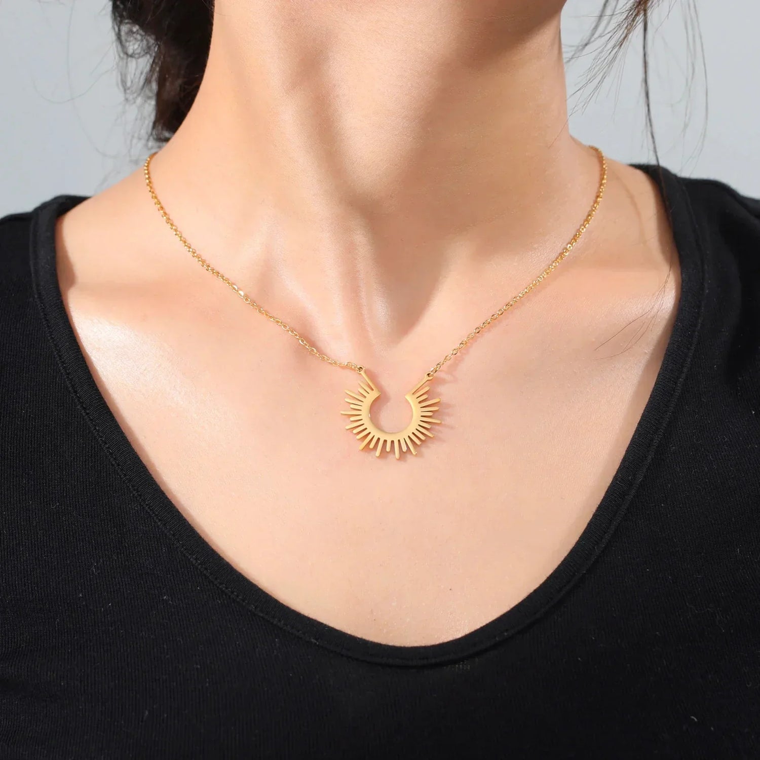 Sun Moon Clavicle Chain Necklace