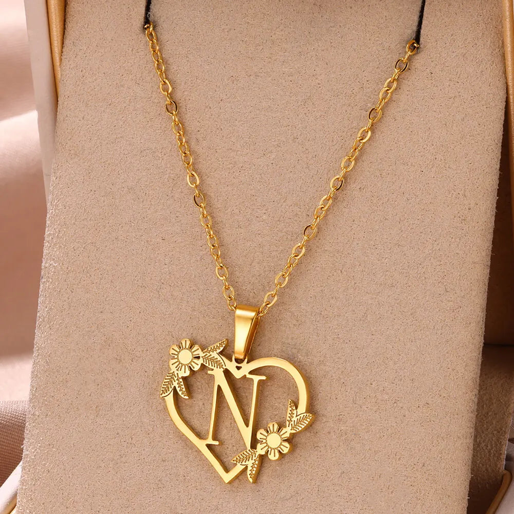 Dainty Flower Initials Necklace