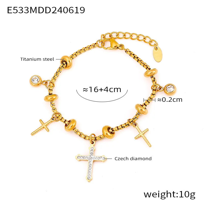 Cross Moon Stars Bracelet