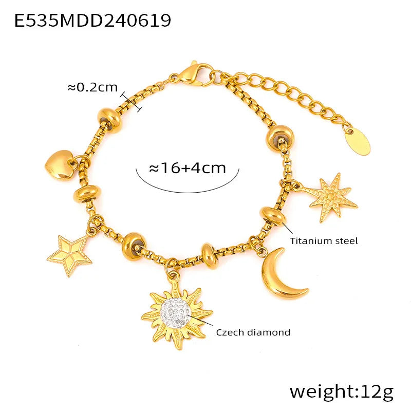 Cross Moon Stars Bracelet