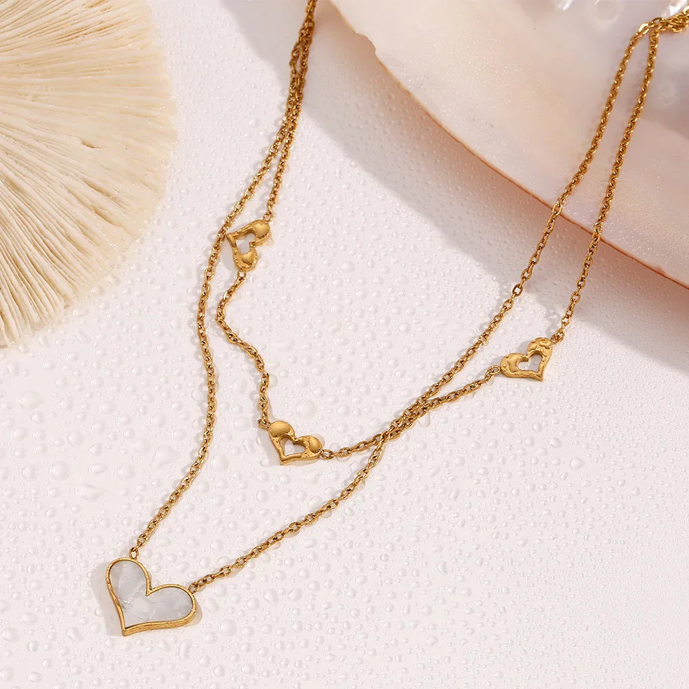 Elegant Double Hollow Heart Necklace