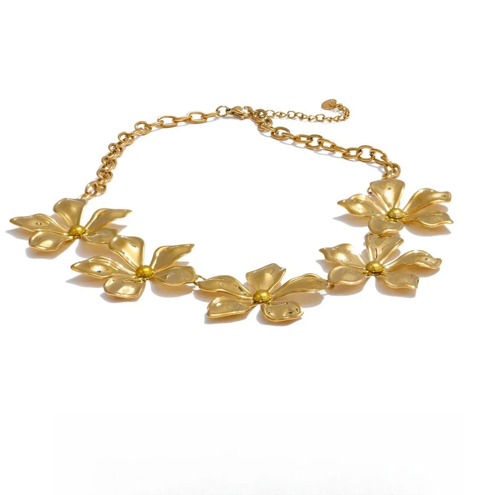 Golden Flower Necklace & Bracelet