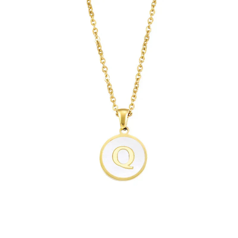 Minimalist Initial Enamel Necklace