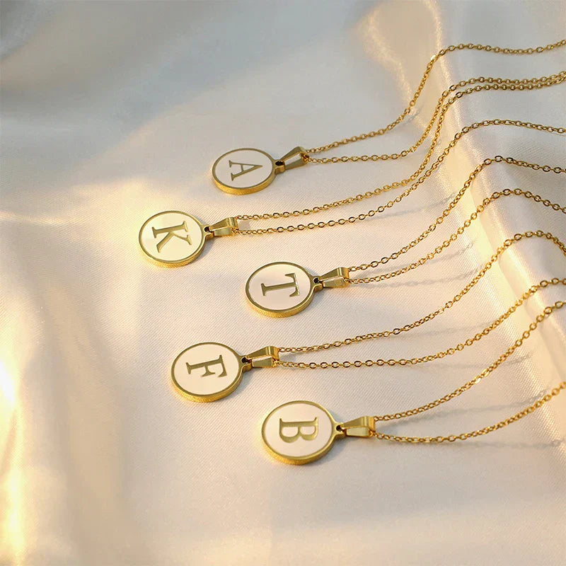 Minimalist Initial Enamel Necklace