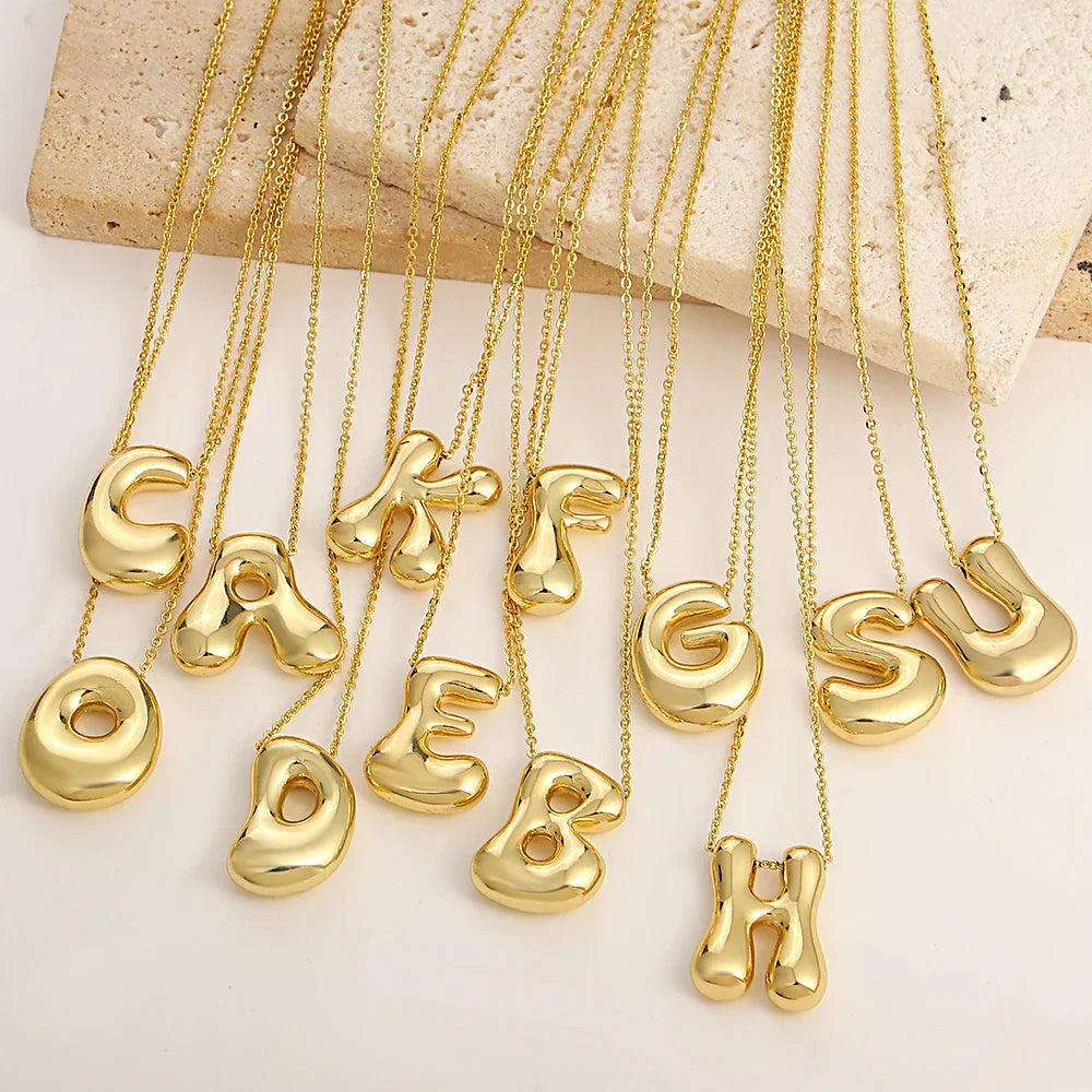 Balloon Bubble Initial Letter Necklaces