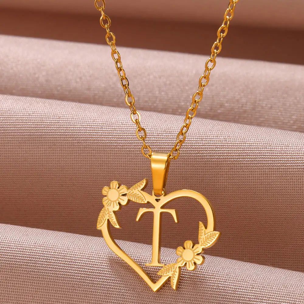 Dainty Flower Initials Necklace