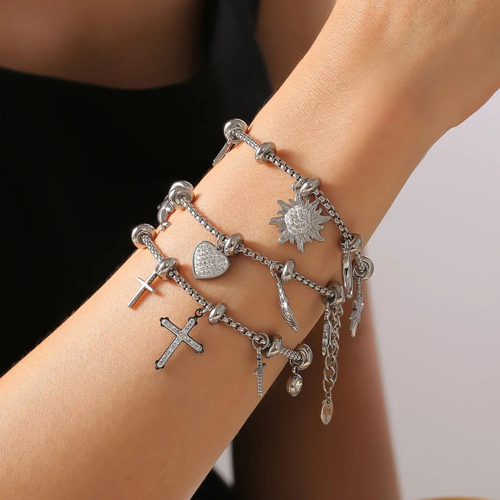 Cross Moon Stars Bracelet