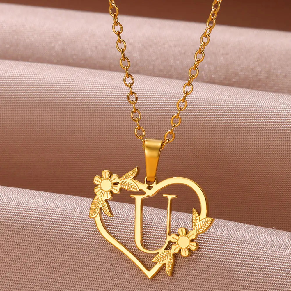 Dainty Flower Initials Necklace