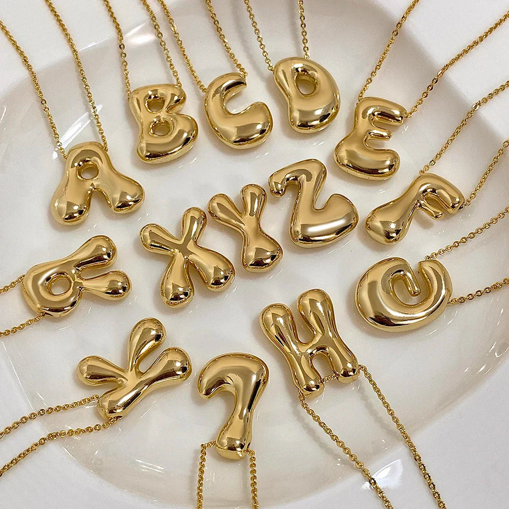 Balloon Bubble Initial Letter Necklaces