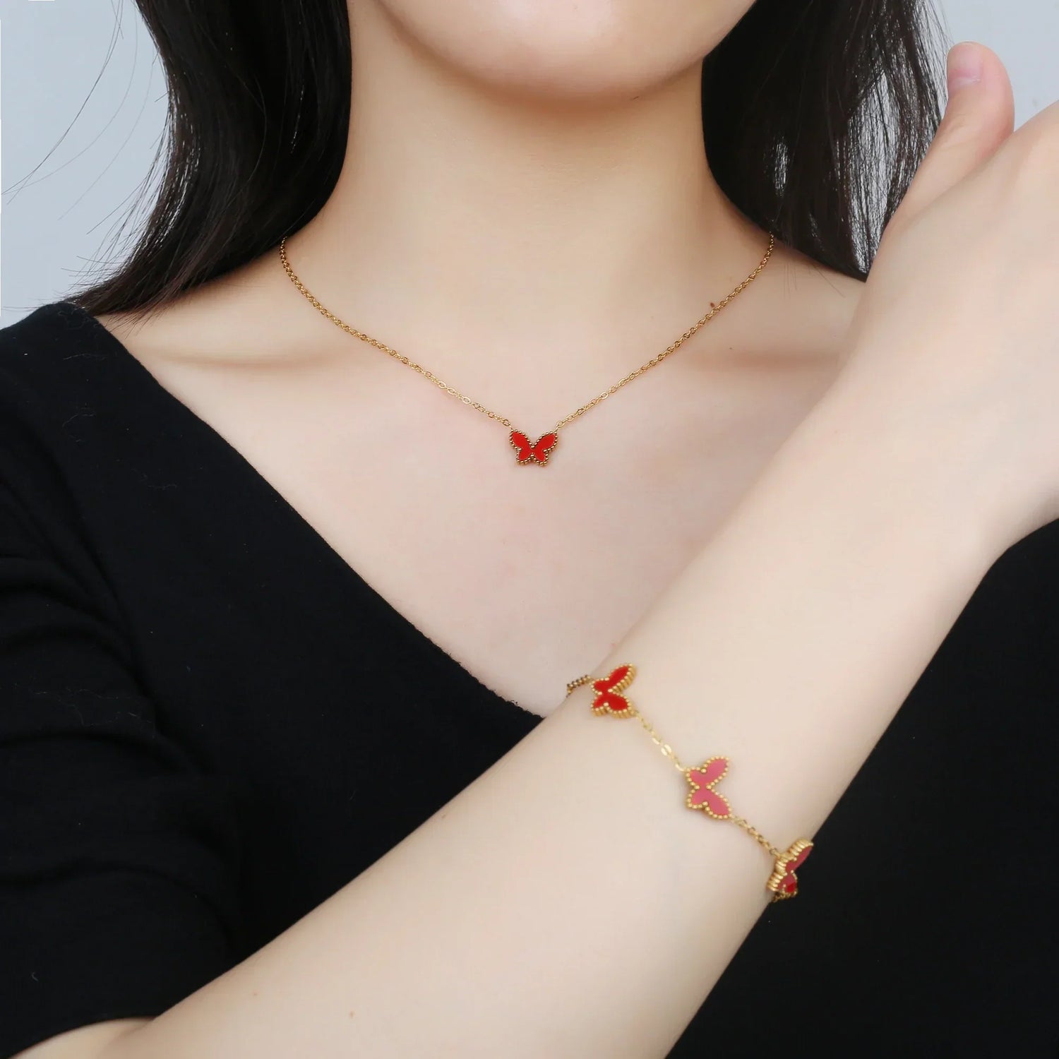 Butterfly Insect Bracelet & Earrings