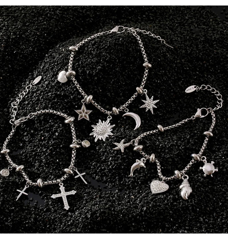 Cross Moon Stars Bracelet