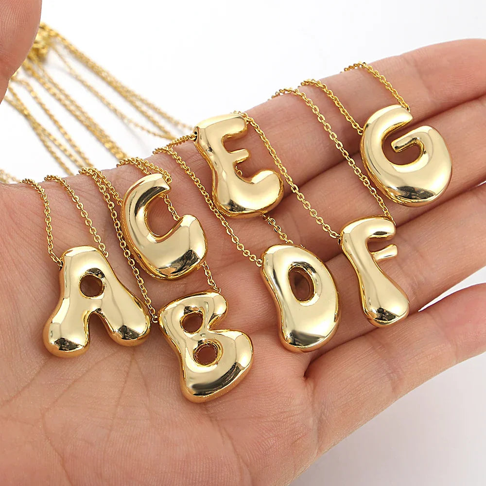 Balloon Bubble Initial Letter Necklaces