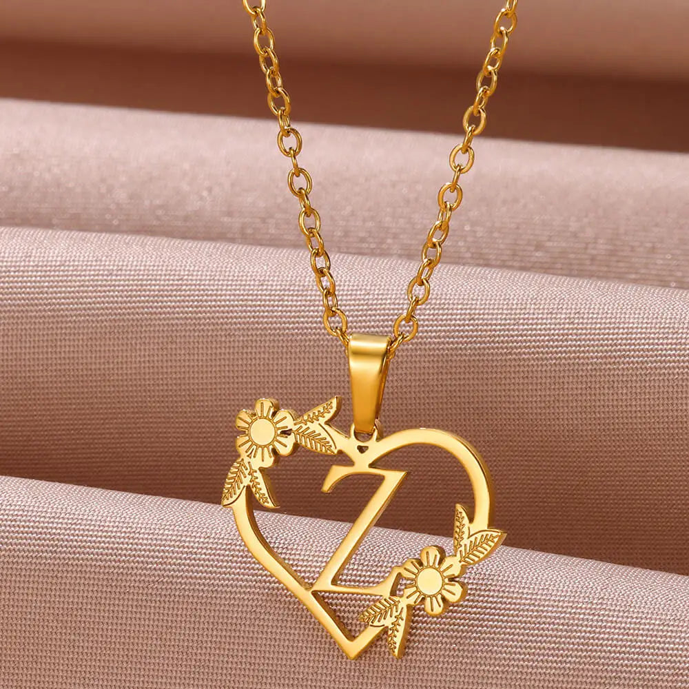 Dainty Flower Initials Necklace